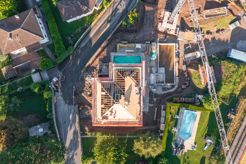 Vue aérienne Villa Clies I à Corsier-sur-Vevey - DT Concept