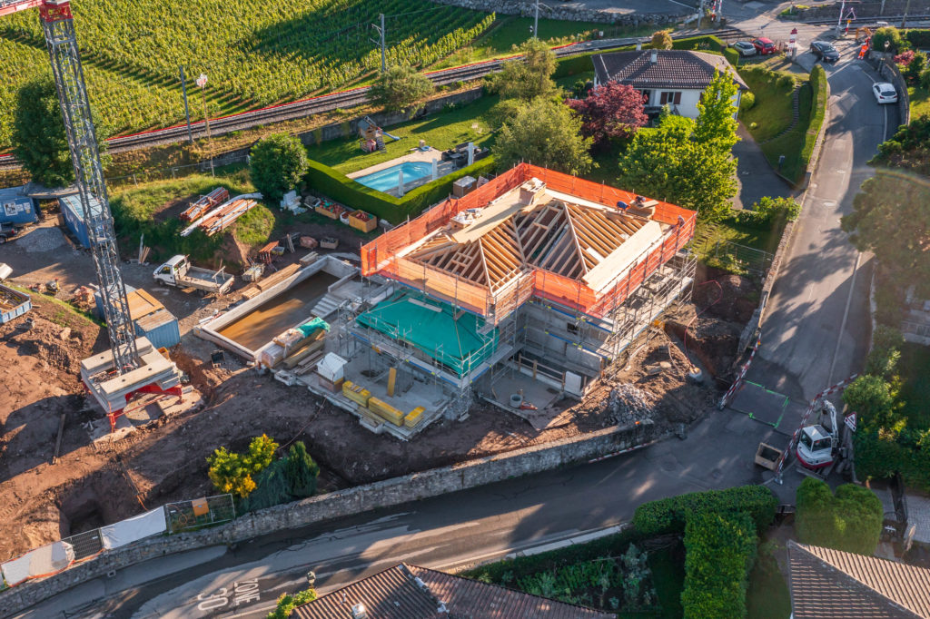 Vue aérienne Villa Clies I à Corsier-sur-Vevey - DT Concept