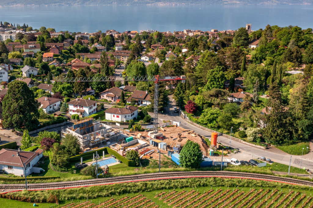 Vue aérienne Villa Clies I à Corsier-sur-Vevey - DT Concept